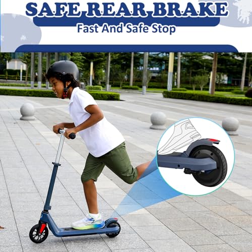 Caroma Electric Scooter for Kids Ages 6-8, Kick-Start Boost Kids Scooters for Boys/Girls, Max 6 Miles & 10 MPH, Electric Kick Scooter for Kid with Adjustable Height & Deck Lights, 120W - Thumbnail 7