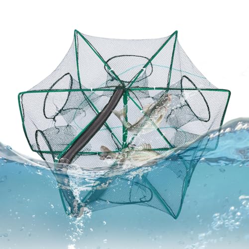Red de - Trampa Plegable de Nailon para cangrejos Ligero y portátil | Dispositivo de camarón Lobster Crayfish - Equipo de Agua Salada de Agua Dulce, Kit de Suministro de Accesorios de