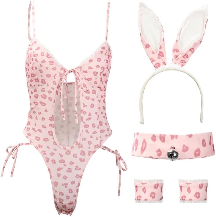 Women Sexy Lingerie Leopard Exotic Festival Teddy Babydoll Clubbing Cute Outfits with 3 extras - Image 2