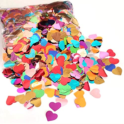 CC wonderland zone 50g Konfetti Herzen Bunt(Φ1.5cm),Tischkonfetti Metallic Herzform Mehrfarbig für Geburtstag Brautparty Babyparty Hochzeit Valentinstag Party Dekorationen