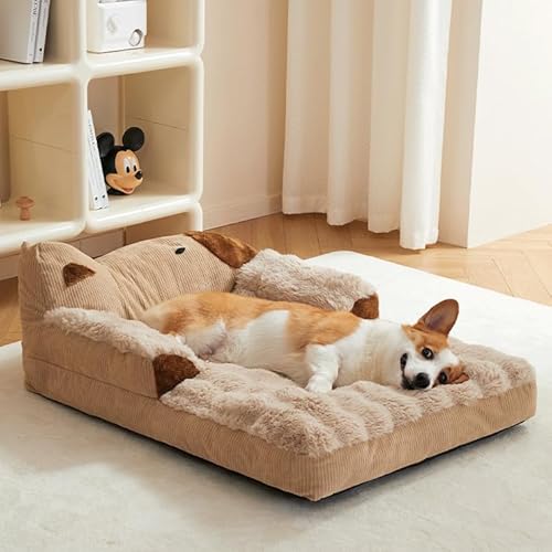 犬 ハウス ペットベッド 冬用 ふわふわ おしゃれ ペットハウス 室内用 ぐっすり眠れる クッション付き 保温 防寒 寝床 折りたたみ可 猫 テント 猫 ハウス 休憩所 寝床 犬猫用 犬小屋 小型犬用 洗える ペット用品 ブラウン M