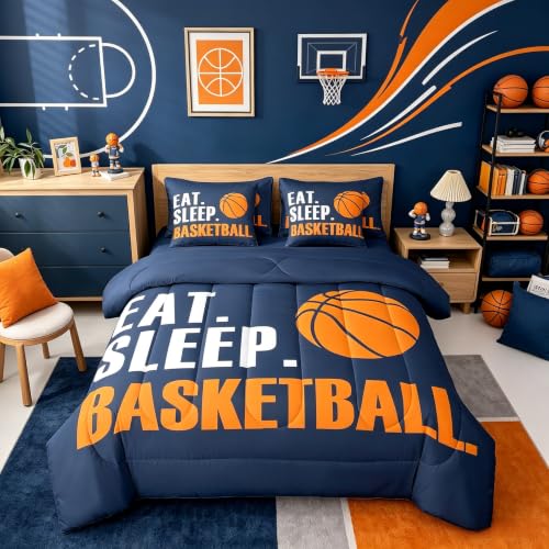 Image of Feelyou Basketball Comforter Set Queen 7 Piece for Boys Girls Women Men