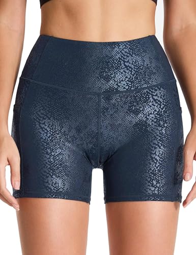Image of THE GYM PEOPLE High Waist Yoga Shorts for Women Workout Biker Shorts | Tummy Control, Squat-proof, Deep Side Pockets, Flatlock Seams, Gusseted crotch, Holds Shape After Wash, Running, Athletic