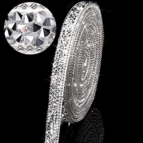 3 Yards Rubans en Résine Strass Ruban de Diamant Auto-Adhésif Rouleau de Ruban de Cristal Rubans de Diamant en Résine Scintillante Ruban Strass Bling pour Bricolage Art Artisanat Décors Cover