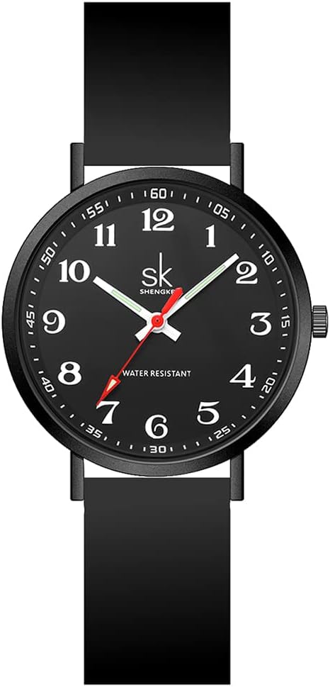 SHENGKE Casual Fashion Women Sport Watch Sweat Resistant Students Watch with Easy Read Dial and Silicone Band,Water Resistant