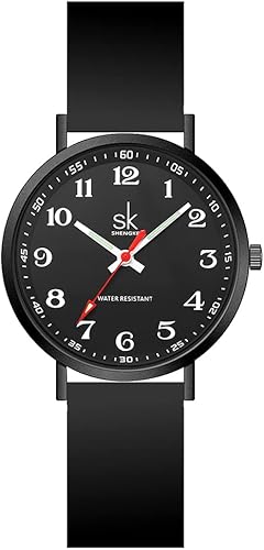 SHENGKE Reloj deportivo casual para mujer, resistente al sudor, con esfera de fácil lectura y correa de silicona, resistente al agua