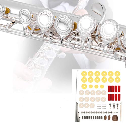 Flute Repair Parts Set Tools Kit Practical DIY Repair Maintenance Kit Set Musical Instrument Parts Accessories for Flute, Flute Repair Screws, Rollers, Pads, Reed, Pin Bolts