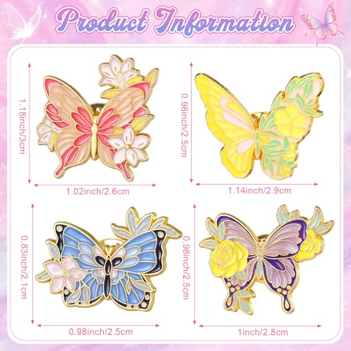 Image of Landical Inspirational Gifts for Women Bulk 4 Styles Butterfly Lapel Pins Butterfly Brooches Pins Motivational Cards with Opp Bags for Teacher Nurse(12 Sets)