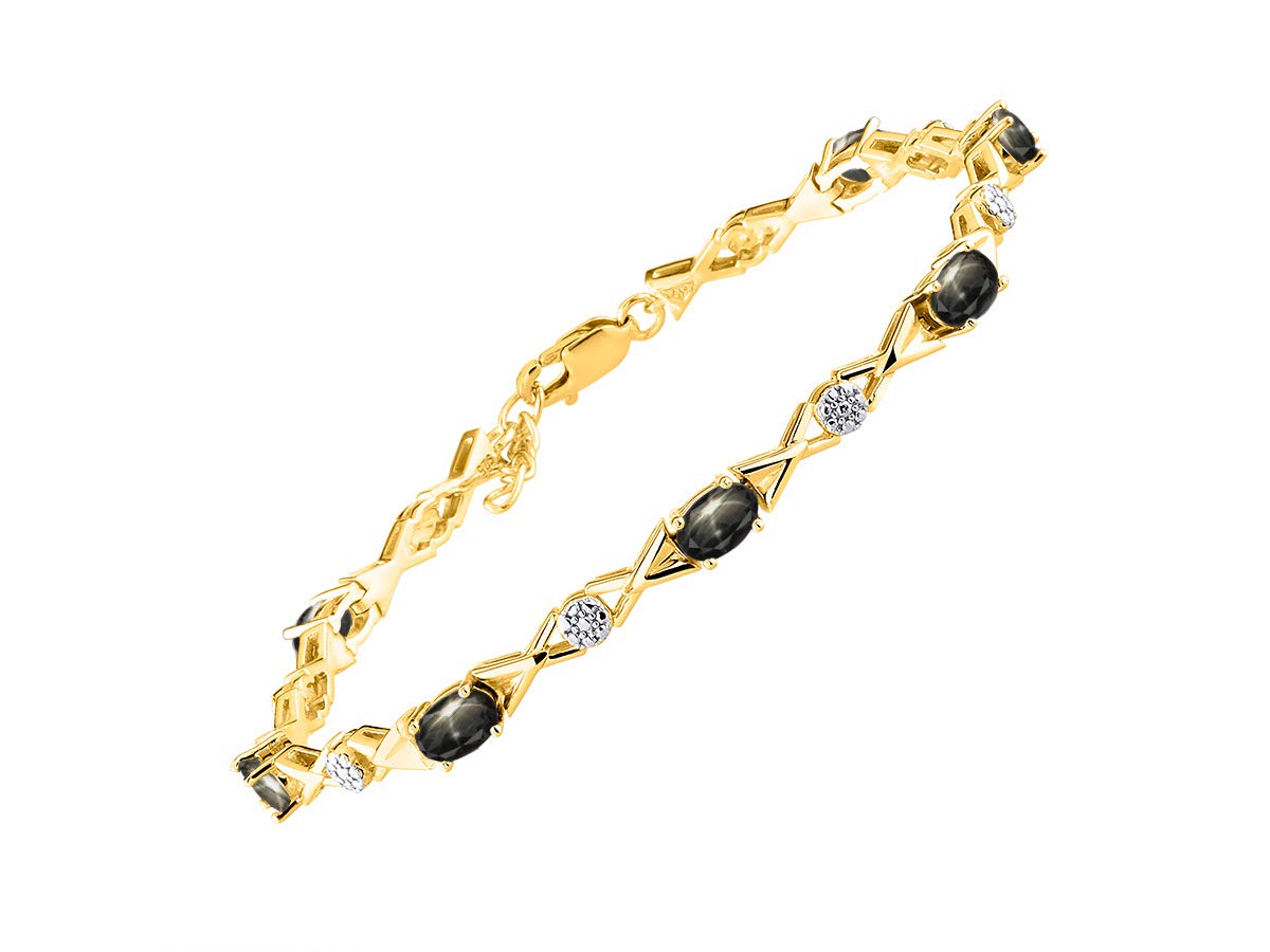 Rylos Bracelets for Women Yellow Gold Plated Silver XOXO Hugs &amp; Kisses Tennis Bracelet Gemstone &amp; Genuine Diamonds Adjustable Fit 7"-8" Wrist, 10 Gorgeous 6X4MM Jewelry for Women Friendship Bracelets