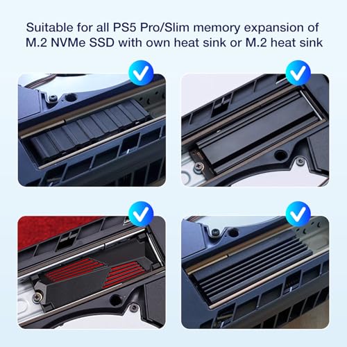 Image of GRAUGEAR Metal Heat Dissipation Cover for PS5 Pro PS5 Slim M.2 SSD Expansion Slot | Fit for PS5 NVMe SSD w /Heatsink | New Breathable Cellular Hole | Cooling and Dust Proof | Black (PS5 Pro /Slim)