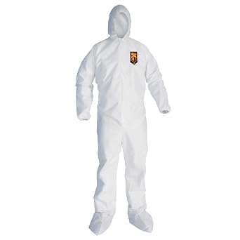 KleenGuardTM A20 Breathable Particle Protection Coveralls 49125, Zipper Front, Elastic Back, Wrists, Ankles, Hood & Boots, White, Reflex Design, 2XL Qty 24