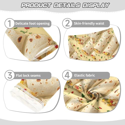 Maxican Taco Food Burritos Tortilla Girls Casual Leggings for Kids Printed Long Pant Bottoms Stretch and Soft3