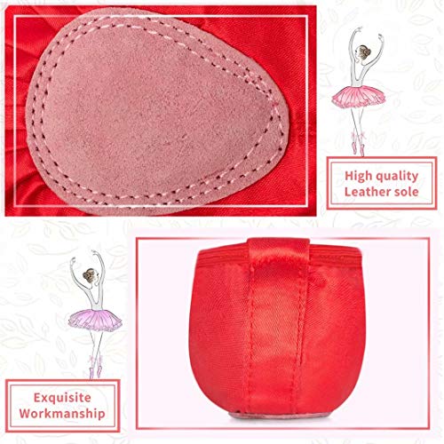 iCKER Girls Pink Ballet Dance Shoes Split Sole with Satin Ballet Slippers Flats Gymnastics Shoes 4 M Big Kid
