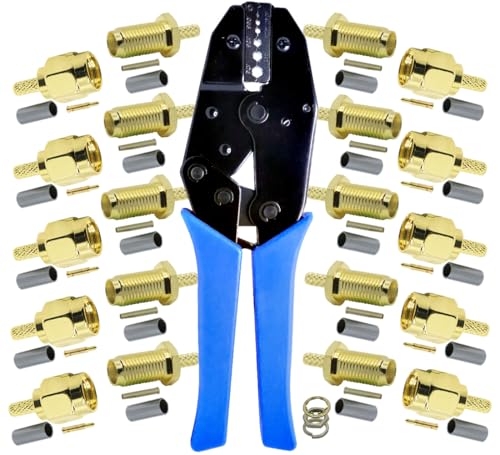 10pcs SMA mâle et Femelle connecteurs et Pince à sertir coaxial pour SMA-RG174 RG316 Antenne WiFi Extension Câble