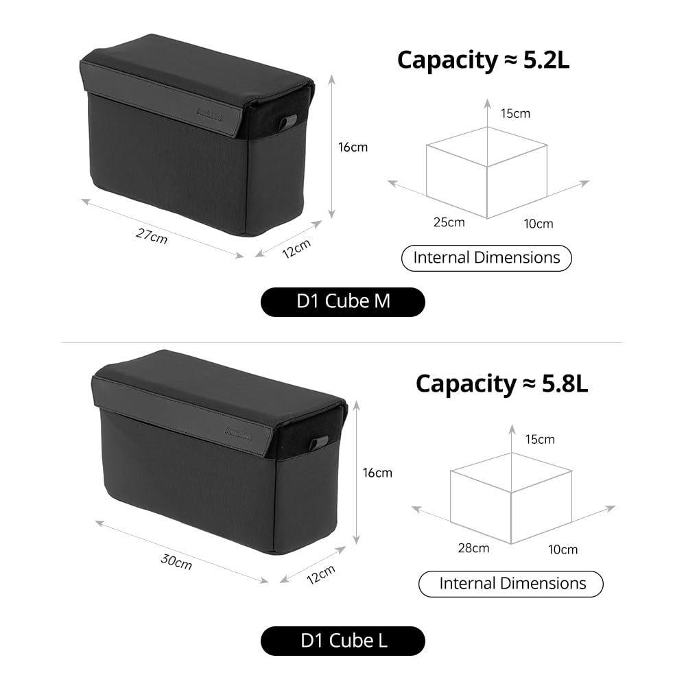 AMBITFUL D1 Cube Insert d'appareil photo, organiseur rembourré avec séparateurs pour appareil photo numérique sans miroir, noir/abricot (noir, M (5,2 L))