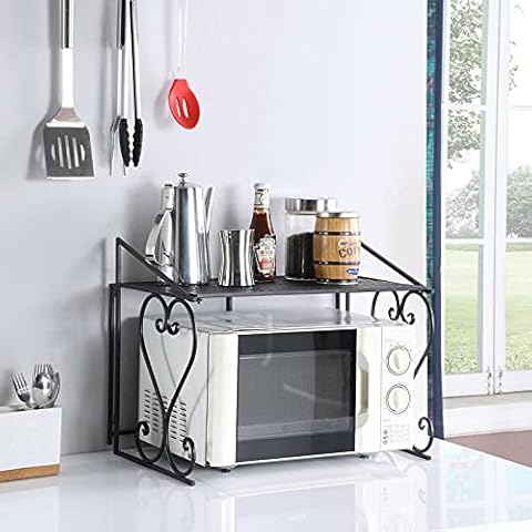 Estantería para microondas de 2 niveles, color negro Cover