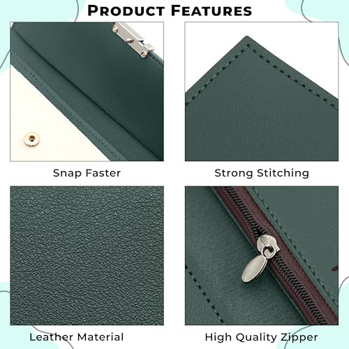 Image of Kraptick Women's Wallet - Stylish & Compact Clutch Purse, Card & Coin Holder with 13 Slots, Money Organizer & Travel Wallet for Women (Green)