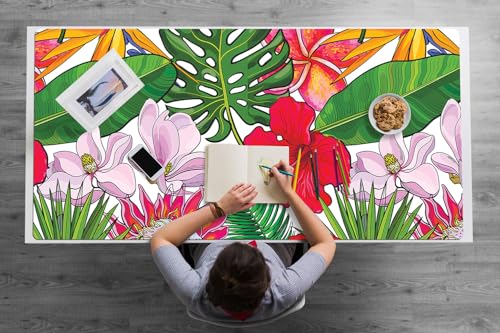 Sous-main et tapis de bureau 120x60 protection vinyle fleurs