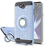 LG Fiesta 2 Case/X Power 2 / X Charge / K10 Power/Fiesta LTE Case with HD Screen Protector,Ymhxcy 360 Degree Rotating Ring & Bracket Dual Layer Shock Bumper Cover for LG LV7-ZH Metal Slate