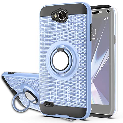 LG Fiesta 2 Case/X Power 2 / X Charge / K10 Power/Fiesta LTE Case with HD Screen Protector,Ymhxcy 360 Degree Rotating Ring & Bracket Dual Layer Shock Bumper Cover for LG LV7-ZH Metal Slate