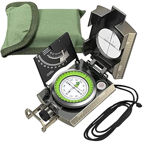 Anbte Professional Military Compass with Carry Bag Multifunctional Compass Sighting Waterproof Survival Compass High Accuracy for Navigation Camping Hiking Backpacking Outdoor Activities(Bronze) Cover