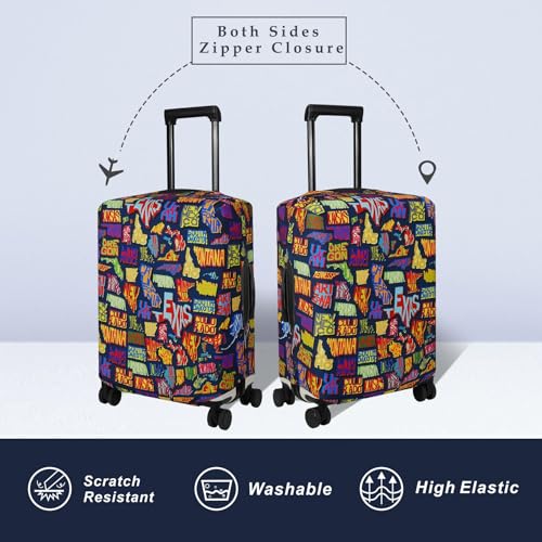 Image of Explore Land Travel Luggage Cover Suitcase Protector Fits 18-32 Inch Luggage, America Map, M