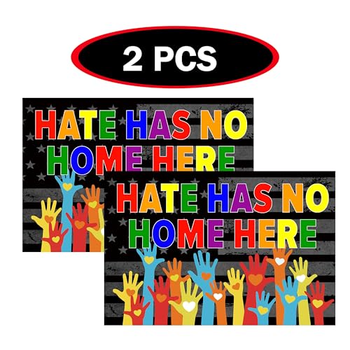 Image of 2 Pcs Hate Has No Home Here Bumper Stickers for Car Black America Flag Hate Has No Place Here Sticker for Trucks Window Laptop Waterproof Decor