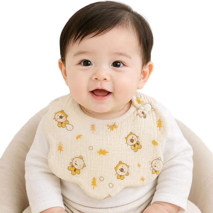 Premium Baby Feeding Bib for Boys & Girls | Soft Muslin Cotton Drool Bib | Ultra Absorbent Waterproof Baby Bib | Cartoon Printed Infant Burp Cloth | Adjustable Snap Bib for Newborn, Babies & Toddler-image-36