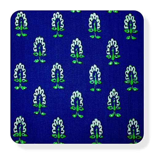 Kalmakari Motif Printed Pure Cotton Fabric Material for Women Length 2.5 Meters Width 44 Inches (RBGRN)-image-18