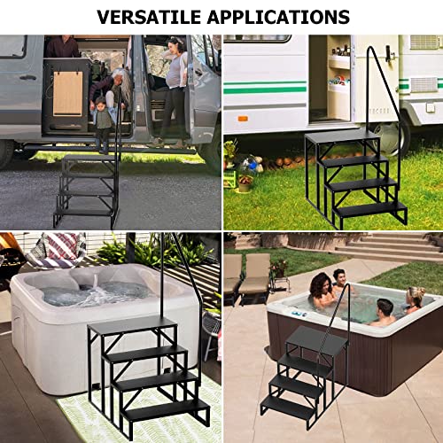 3 Step Stairs 5Th Wheel Stair Hot Tub Steps Outdoor Rv Step Ladder Support Economy Stair Riser Quick Eases Boarding And Exitingfor Rvs And Travel Camper Trailers Non Slip Assist Handrail #TOP6