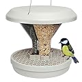 SWISSINNO Bird Feeder Davos SMART BIRDS. Feed birds, not rodents! Robust and reliable for hanging. Dual food chambers. Made in EU. Light Grey