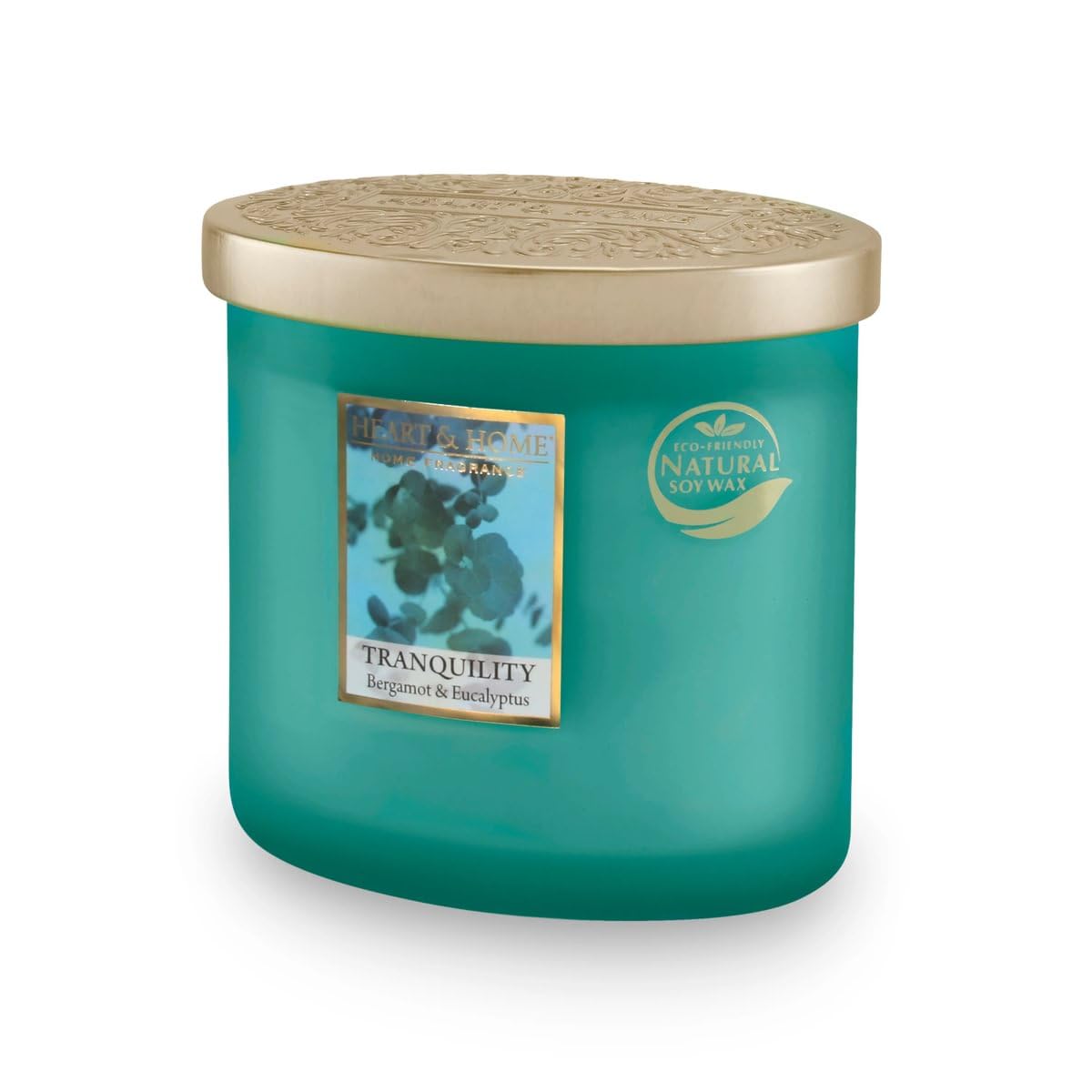 Heart And Home Heart & Home Serene Scents Tranquility Twin Wick Ellipse Shape Sustainable Soy Candle – Luxurious Fresh And Woody Scent | Long-Lasting, Even Burn