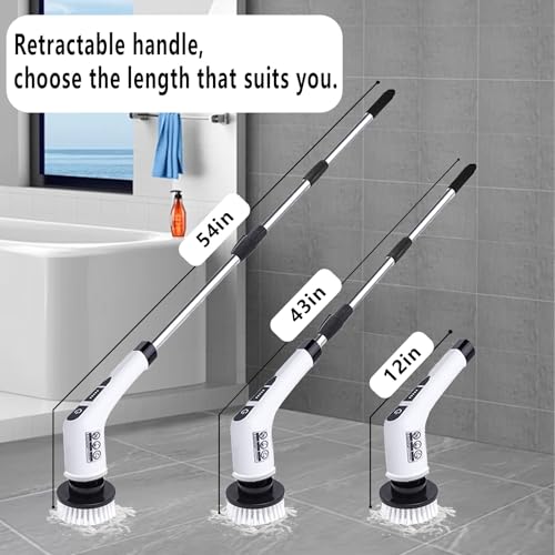 Image of Electric Spin Scrubber - Cordless Cleaning Brush, Shower Cleaning Brush with 9 Brush Heads, 400RPM, 90Mins Work Time, 3 Adjustable Size, 2 Speeds for Bathroom Shower Window Car
