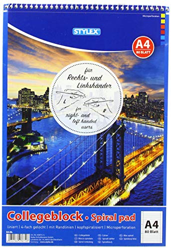 Stylex 43875 - Blocco A4, 80 fogli a righe, per