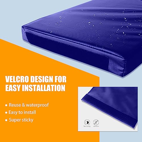 MegaGreen Blue Basketball Pole Pad 72\" Tall and 2\" Thick Fits 6x6 Inch Pole All-Weather Durable UV-Resistant Waterproof Square Basketball Pole Padding for Player Protection and Safety