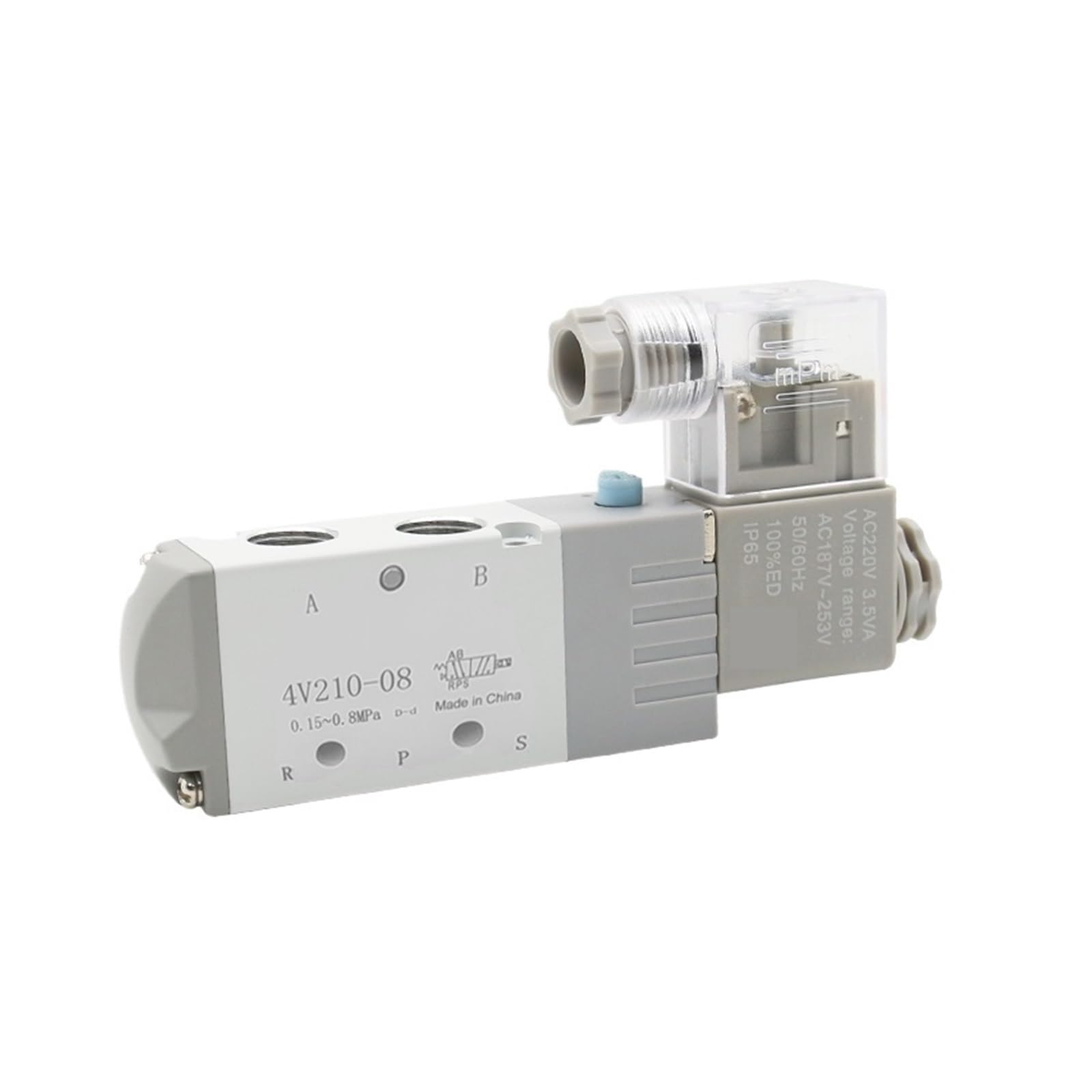 Elektryczny pneumatyczny zawór elektromagnetyczny 4V210-08 Magnetyczny zawór powietrzny z 5-pozycyjną i 2-pozycyjną regulacją pozycji 12V 24V 220V 4mm-12mm Złączki do węży(4V210-08, AC110)