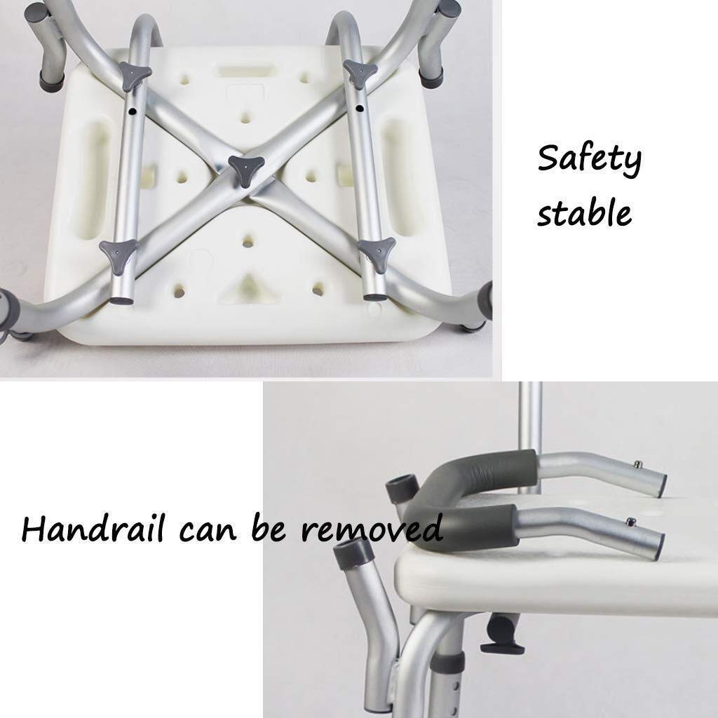Taburete para Ducha Silla de baño Asiento de baño Antideslizante Ajustable en Altura con apoyabrazos Aluminio Ligero con Respaldo Anciano con discapacidad Vivienda Almacenamiento 2