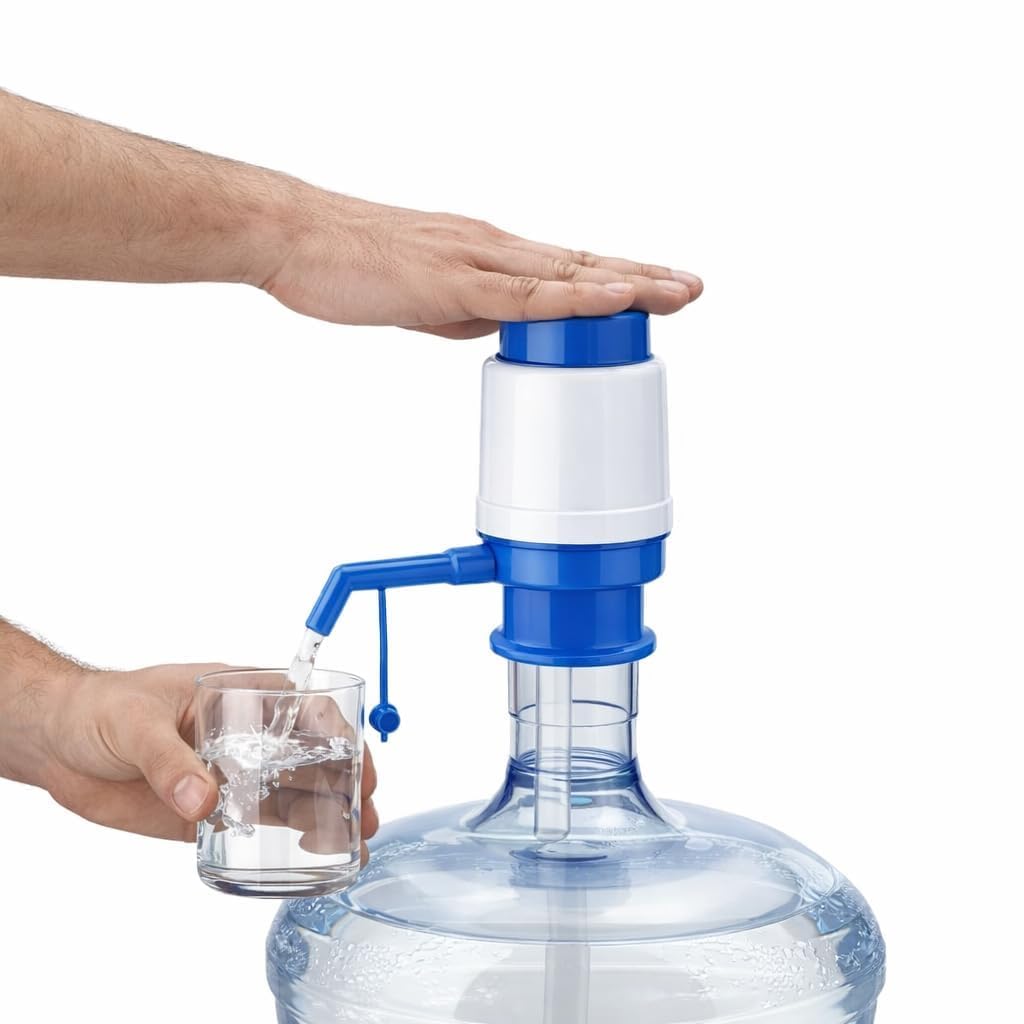 Manual Drinking Water Pump Dispenser for 20 to 25 Litre Bottles | Hand Press Plastic Water Can Pump for Home Office Camping | Easy Fit Vacuum Action Water Dispenser -Multicolour