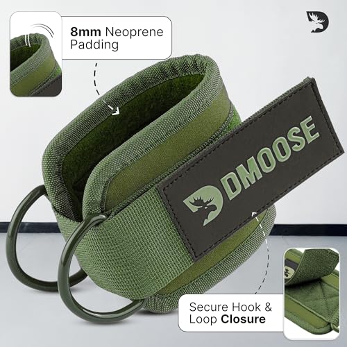 Image of DMoose Ankle Strap for Cable Machine - One Size Fit with Premium Padding, Workout Kickback Ankle Cuffs, Ankle Bands for Working Out, Booty Workouts, Leg Extension, Hip Abductors & Lower Body Exercises