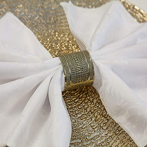 Decor Trader Antique Gold Lux Design Christmas Metal Napkin Rings Xmas Dinner Wedding Pack Of 6 (Antique Gold Lux Design)