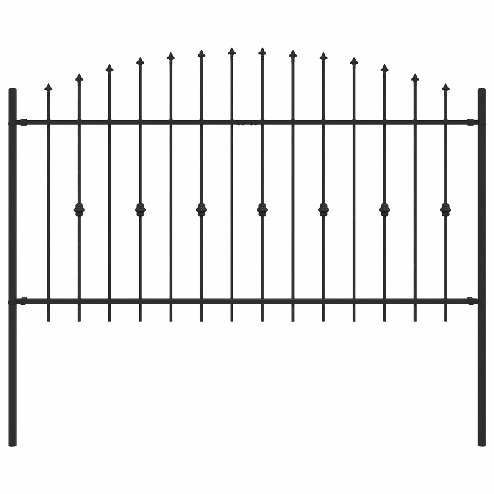 Spike Fence Asten Black 200 x 150 cm Powder-Coated Steel Outdoor Garden Barrier Security Fence Panel with Spear Top for Driveway Yard Decorative Rust Resistant Easy Assembly Interlocking Design