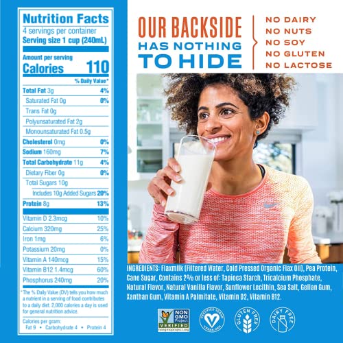 Good Karma Vanilla Flaxmilk +Protein, 32 Ounce (Pack Of 6), 8G Plant Protein + 1200Mg Omega-3 Per Serving, Plant-Based Non-Dairy Milk Alternative, Lactose Free, Nut Free, Vegan, Shelf Stable #TOP1