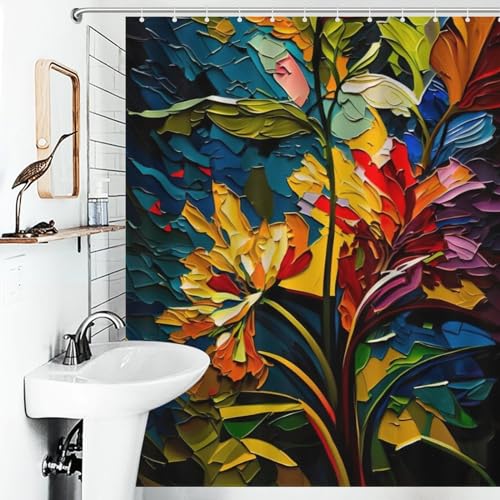 Rideau de douche tissu polyester imperméable avec crochets 152x183 cm - 6
