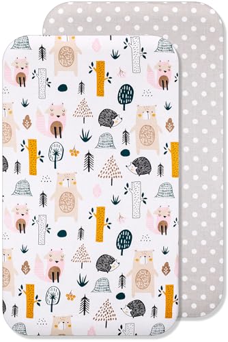 Sábanas Minicuna 100 Algodón Sabanas Minicuna Compatible Con Next To Me, Kinderkraft 50 X 83 Cm, Animales Bosques