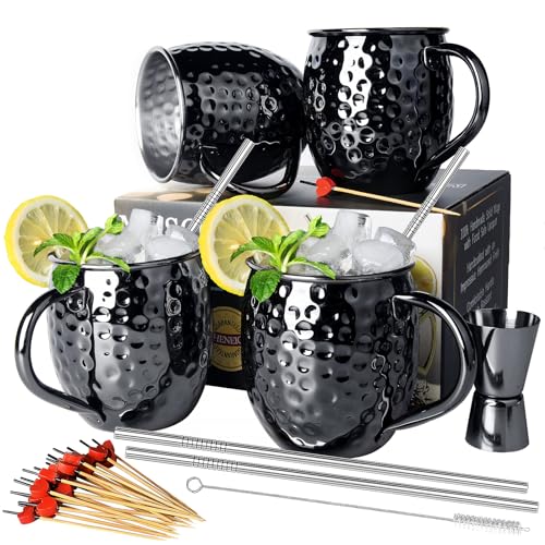 Set de 4 Mugs LINALL Moscow Mule Acero Inoxidable 18oz Negro miniatura 1