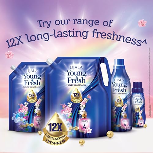 Image of UJALA Young & Fresh Fabric Conditioner - 2L Pouch [ Bliss ] | After Wash Fabric Conditioner with Long-Lasting Fragrance | Powered with French Perfume | for Bucket Wash and Machine Wash,Liquid
