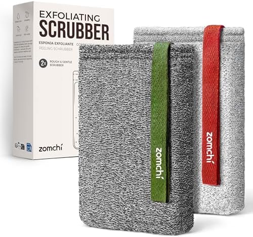 ZOMCHI Body Scrubber, 2 Pack Exfoliating Sponge for Shower and Bath, Large Exfoliator Tool to Remove Dead Skin, Body Sponge for Women & Men (2-Pack, Gray)