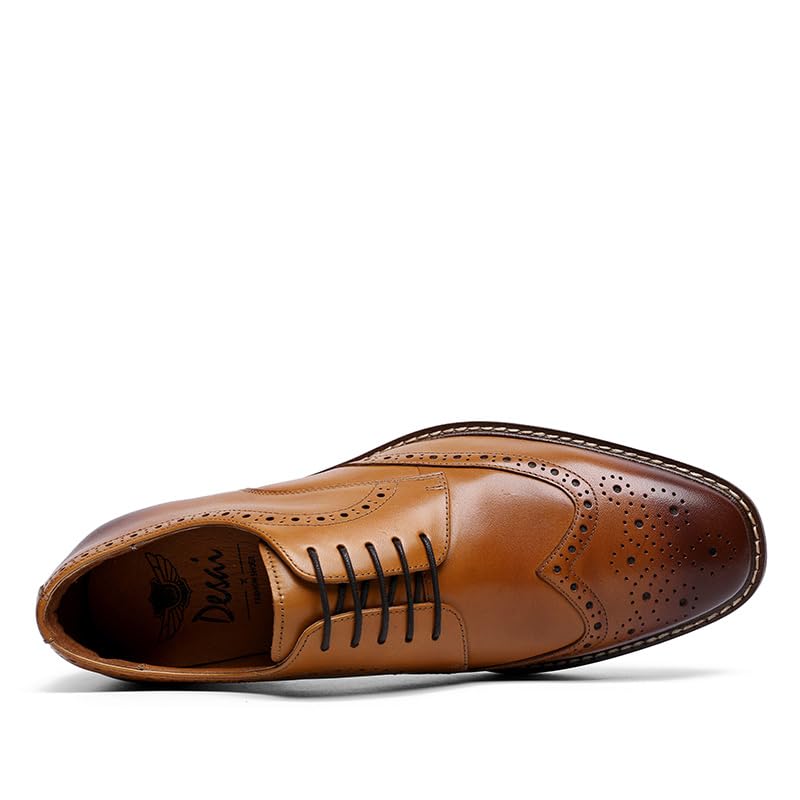 Image of DESAI Men's Classic Brogue Oxfords, Lace-Up Formal Dress Shoes for Business