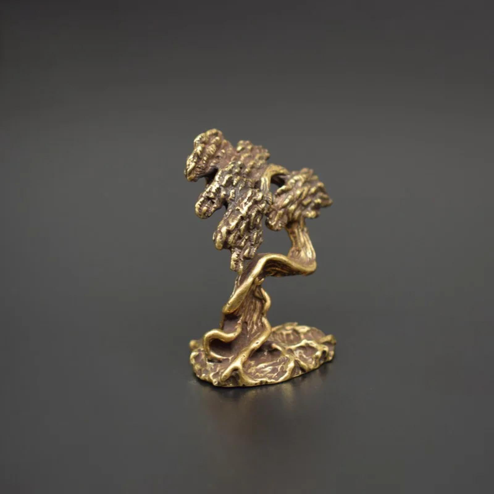 DUOLAIYUNSO Estatuas de bronce vintage, 4,9 x 4,6 cm, estatua de árbol de bronce antiguo, figura en miniatura, adorno de escritorio de oficina, decoración del hogar