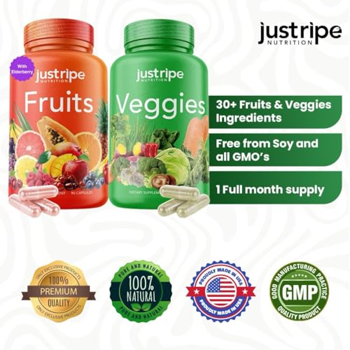 Just Ripe Nutrition 724994842315 Fruits And Veggies Supplement - 90 Fruit And 90 Vegetable Capsules thumb #5